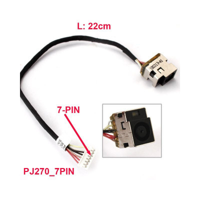 Роз'єм живлення ноутбука з кабелем для HP PJ270 (7.4mm x 5.0mm + center pin), 8(7)-pi Универсальный (A49035) Вінниця - фото 2