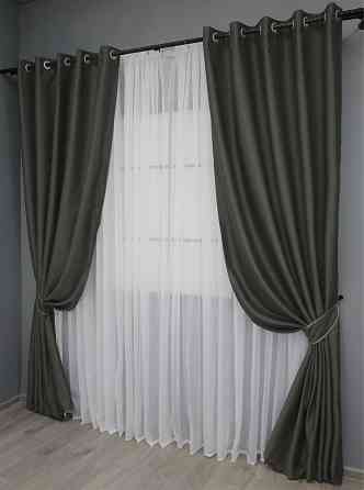 Комплект штор на люверсах VR-Textil Midnight № 1400ш 150х270 см 2 шт Темно-серый (37-0140) Киев