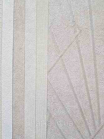 Шпалери вінілові на флізеліні Sintra Simmetria геометрія фігури смуги світло-коричневі срібло 524435 Київ