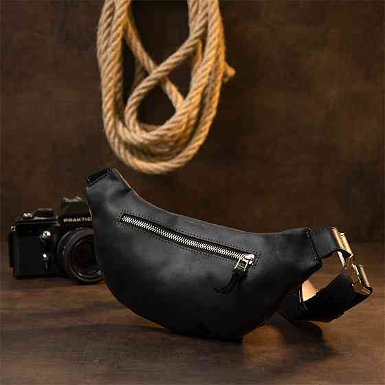 Бананка поясна унісекс вінтажна Grande Pelle 11144 Чорна Київ