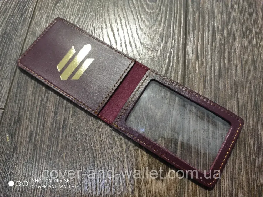 Шкіряна обкладинка на посвідчення ДБР бордового кольору (тиснення золотом) PS Київ - фото 2