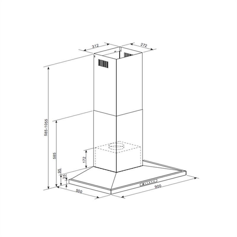 Витяжка Eliana 90 см пірамідальна конструкція 620 м3/год 2 світлодіодні лампи з неіржавкої сталі (Німеччина, Рівне - фото 9