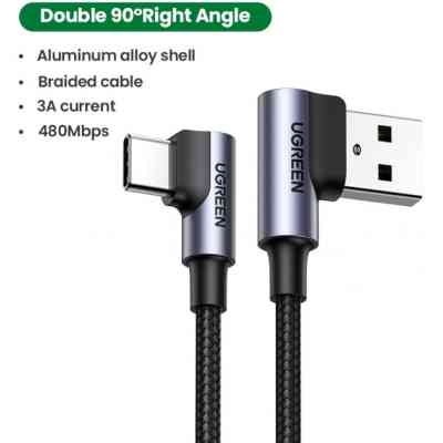 Дата кабель USB 2.0 AM to Type-C 1.0m US176 Both Angled 3A (Black) Ugreen (20856) Вінниця