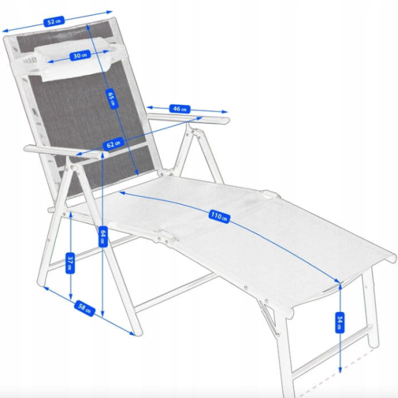 Садовий шезлонг з алюмінієвою рамою Jumi Monako чорний Київ