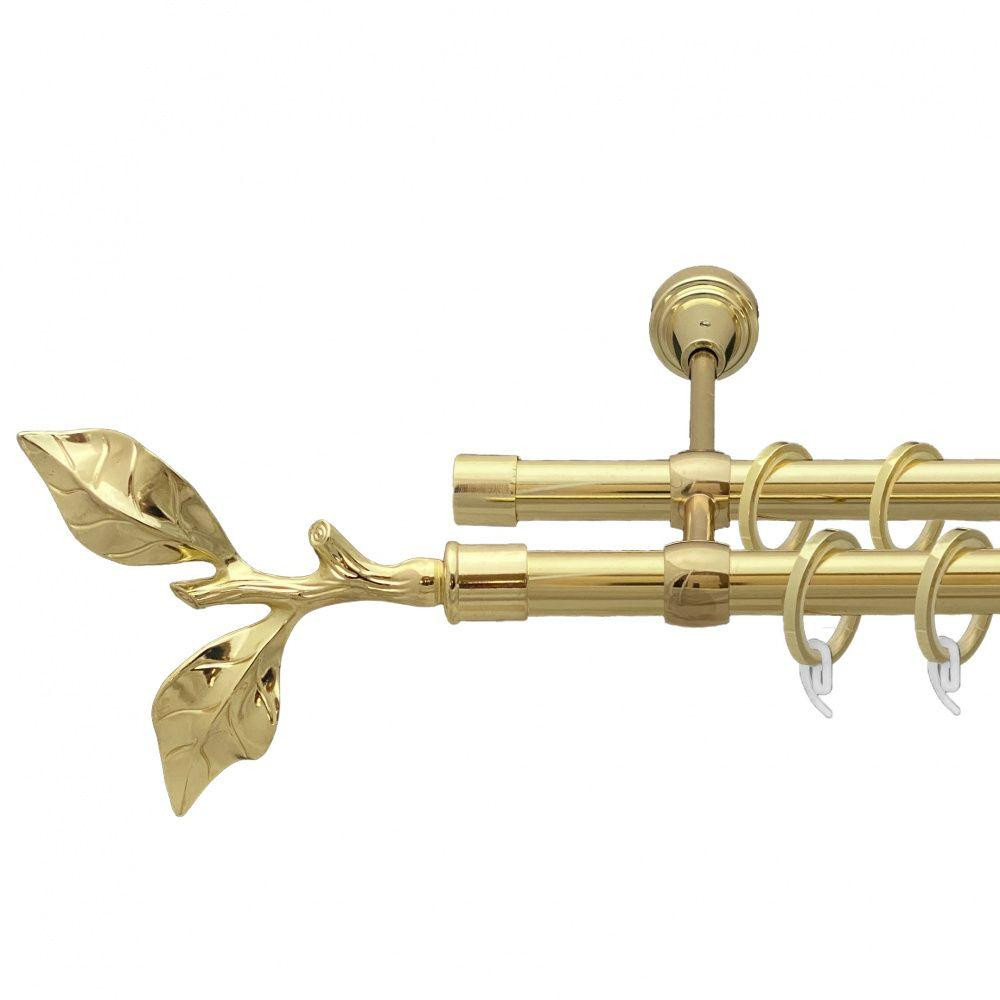 Карниз Orvit Листок Троянди металевий дворядний литий гладка труба кільце фасонне металеве  Золото 19\19 мм 300 см (00-00009469) Львів - фото 1