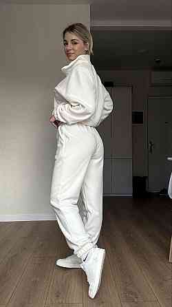 Жіночий теплий прогулянковий костюм-двійка: кофта та штани з полар флісу Молочний, 54/56 Одеса