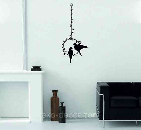 Декоративное настенное Панно «Две птички», Декор на стену 110*48 см, Черный Киев