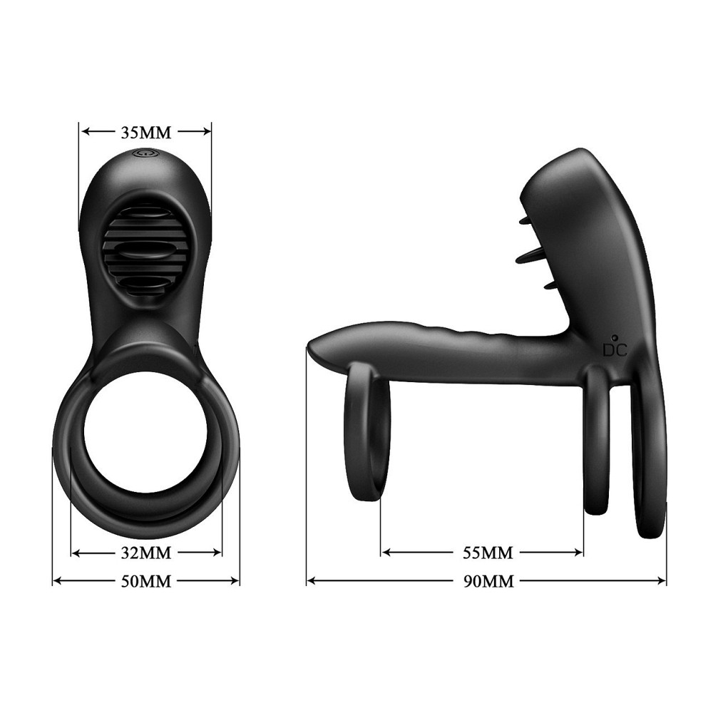 Насадка на член - Pretty Love Vibrating Penis Sling Jammy Black Sex Aura Київ - фото 10