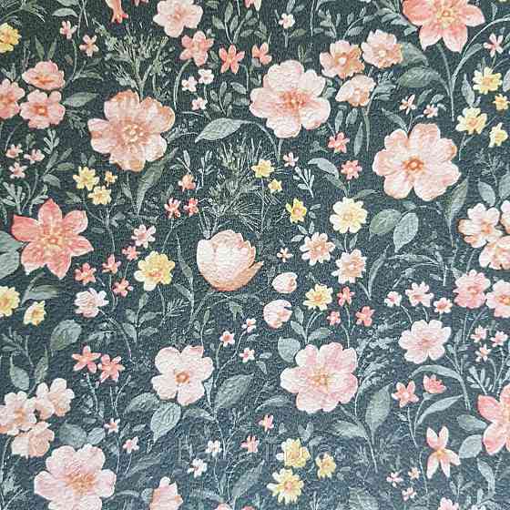 Шпалери вінілові на флізелін 0.53х10.05 Rasch Textil Petite Fleur 5 квіти маленькі рожеві жовті на сірому Київ