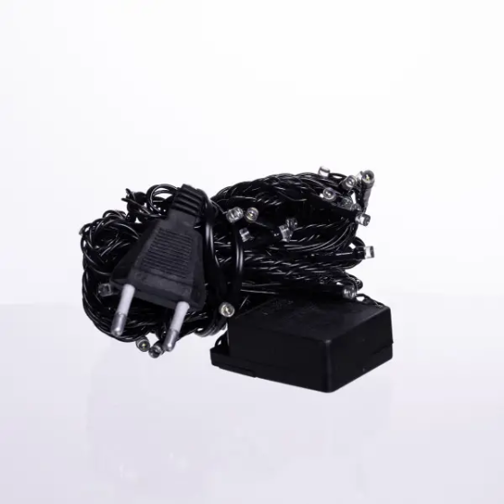 Новорічна кімнатна гірлянда нитка 6 м 50 LED чорний провід Білий W50LED6MBW Коломыя