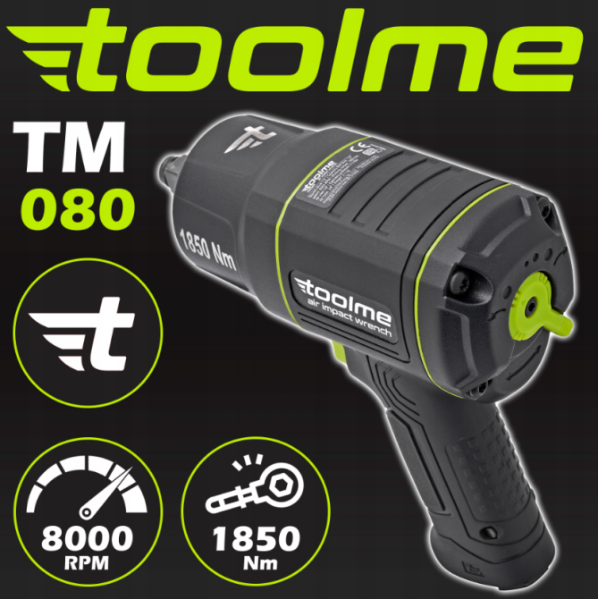 Гайковерт пневматичний ударний 1850Нм 1/2'' Toolme (Польща) Київ - фото 10