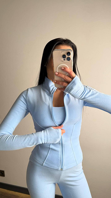 Жіночий термо костюм-трійка: кофта топ і лосини трикотаж пума Блакитний, 42/44 Одеса - фото 4