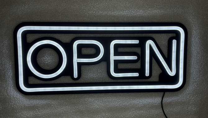 Вивіска OPEN LED NEON світлодіодна неонова 48×20 см, біле світло, настінна, для магазинів і офісів,  Київ - фото 4