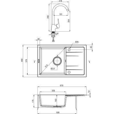 Мийка кухонна Deante Zorba ZQZ_211A + зміш. BOC_X72M (ZQZC211A) Вінниця - фото 3