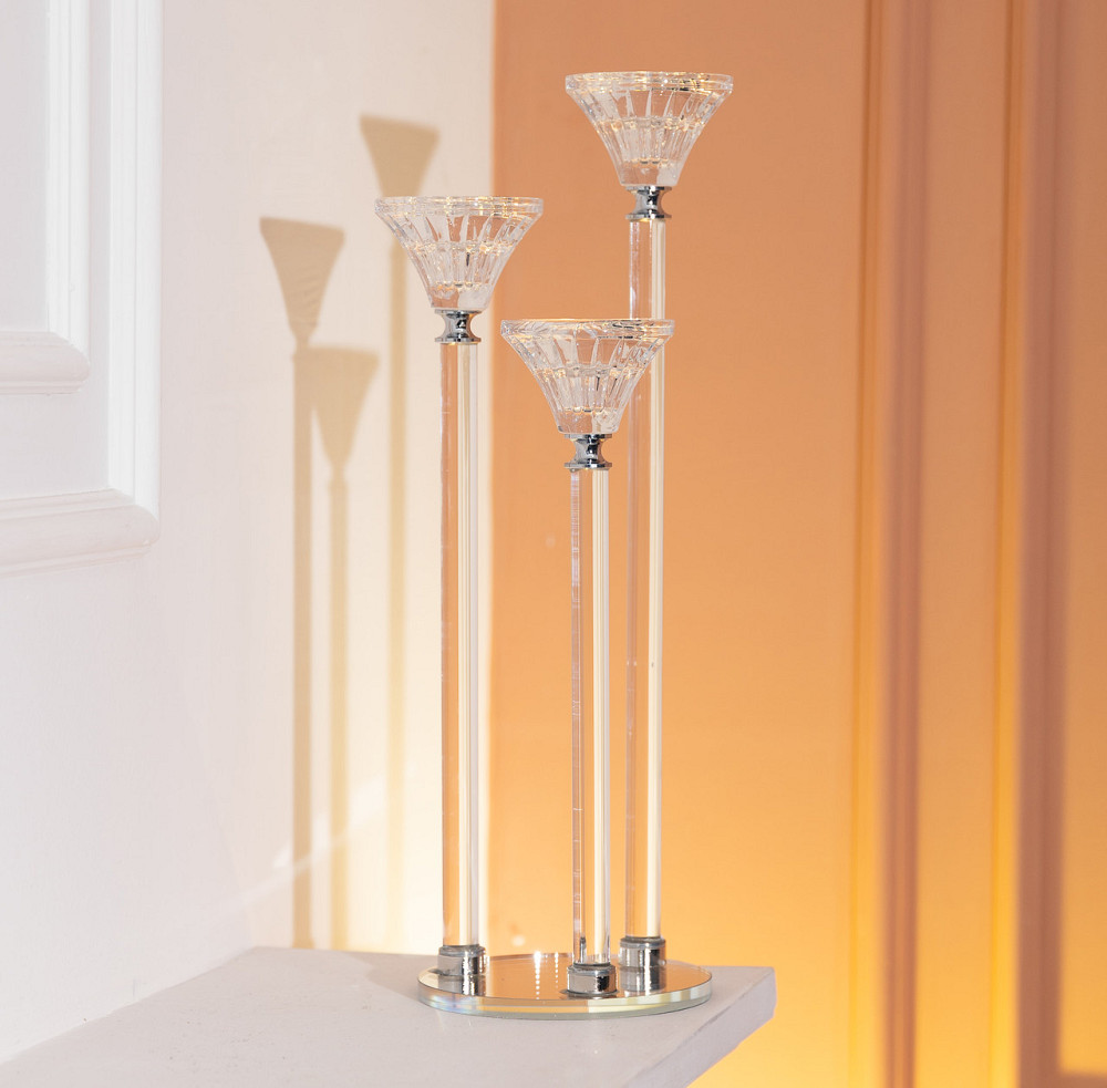 Yiwu Підсвічник скляний на 3 свічки 12×37 см підсвічник декоративний прозорий на ніжці HP-4-17 Киев - изображение 5