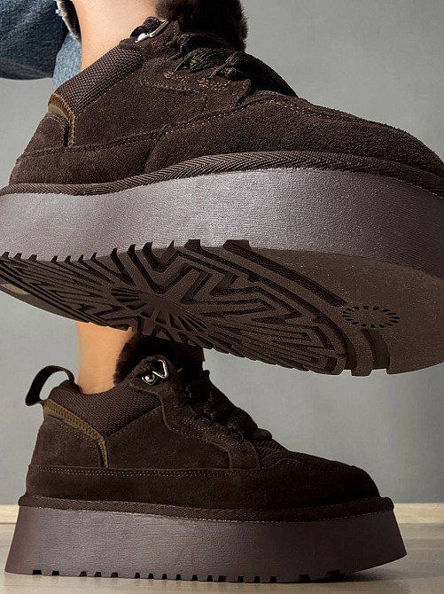 Черевики жіночі Hengji 275-4 уггі замшеві на платформі з хутром коричневі, 40, 25 см Київ - фото 2