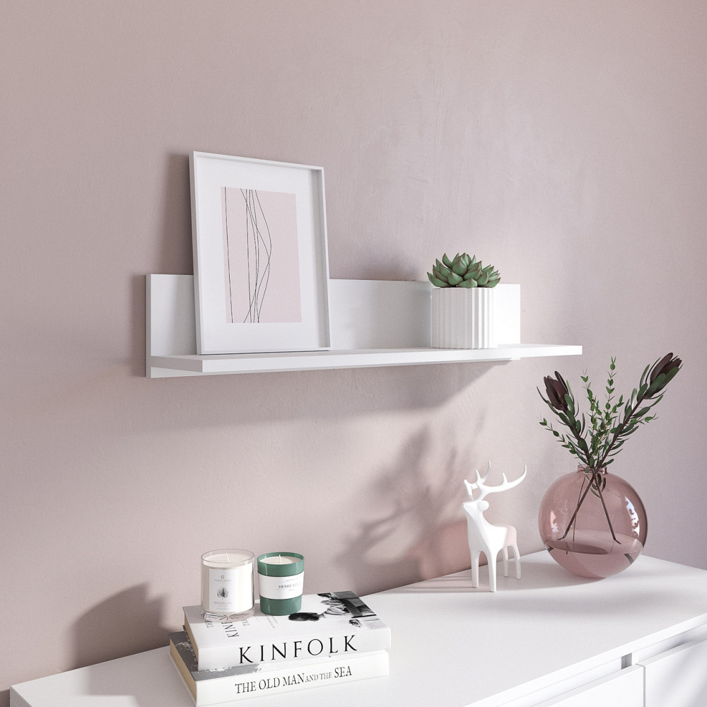 Полка настенная VAYS M-22 Белый, навесная, ЛДСП, 80×17×15 см - для дома, офиса, декора Львов - изображение 1