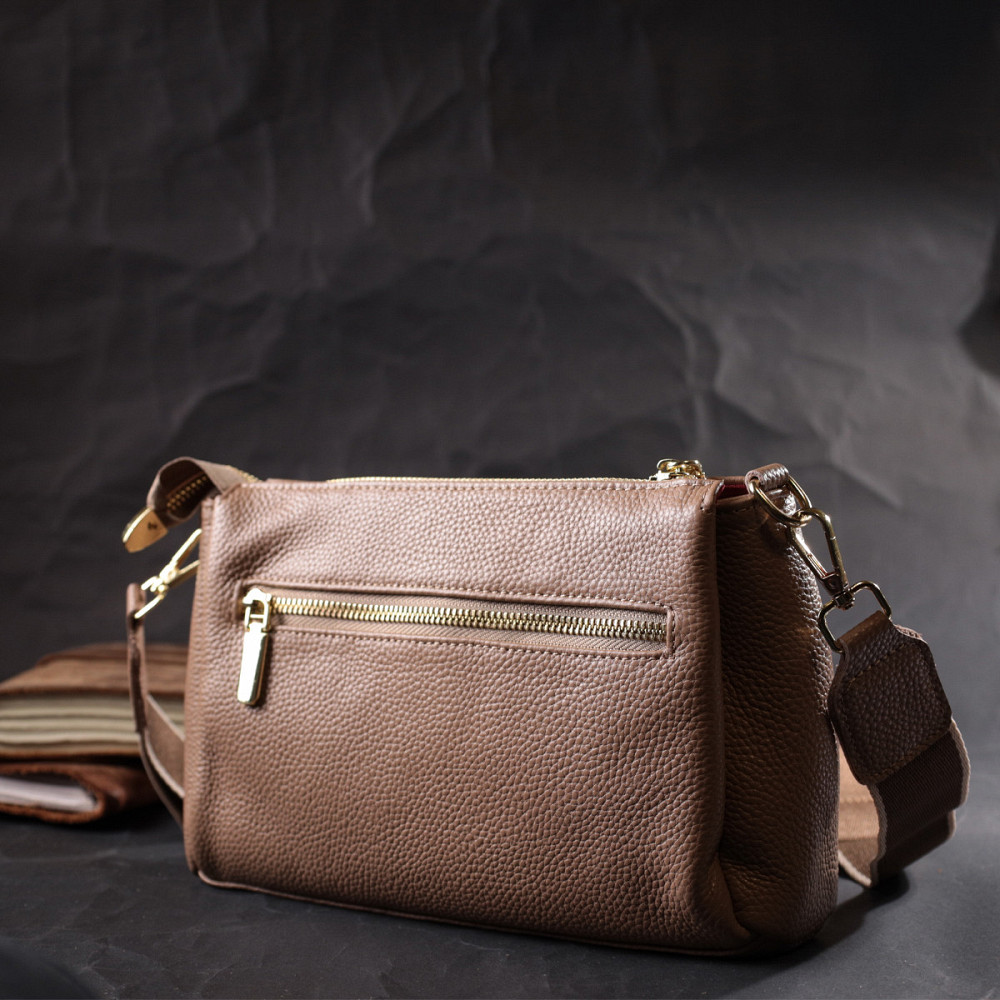 Оригинальная сумка через плече из натуральной кожи Vintage 22289 Бежевая Киев - изображение 10