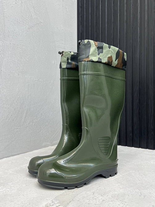 Сапоги резиновые мужские цельно литые со шнуровкой олива 45/46 р Одесса - изображение 7