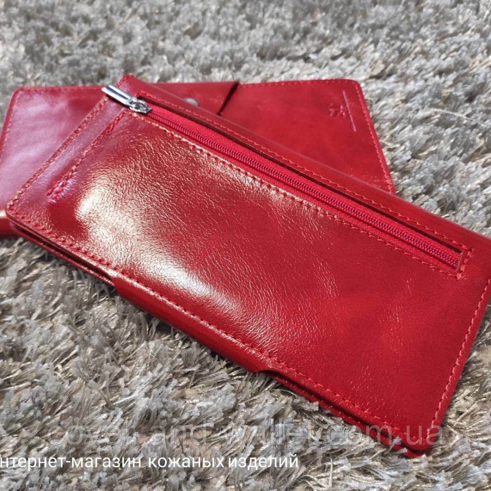 Тонкий довгий жіночий гаманець купюрник червоного кольору Puos Київ - фото 3