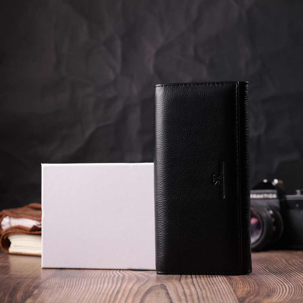 Зручний жіночий гаманець з натуральної шкіри ST Leather 22523 Чорний Київ - фото 3