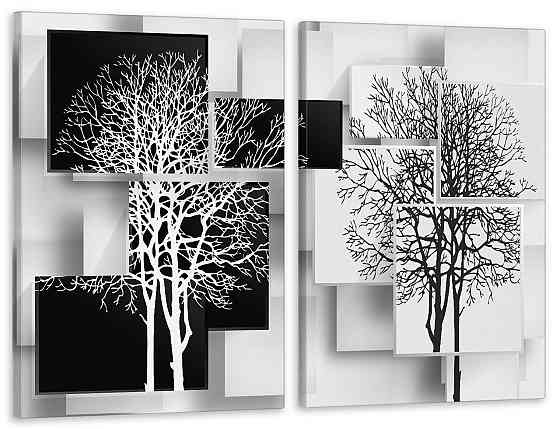 Модульная картина в гостиную / спальню  Чорно-Білі дерева  TLV-2_046 70x102 см Київ