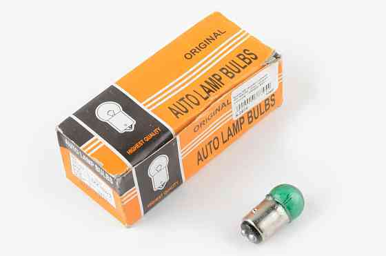 Лампа S25 (двоконтактна) 12V 10W/5W (стоп, габарит) (зелена) ORANGE BOX Київ