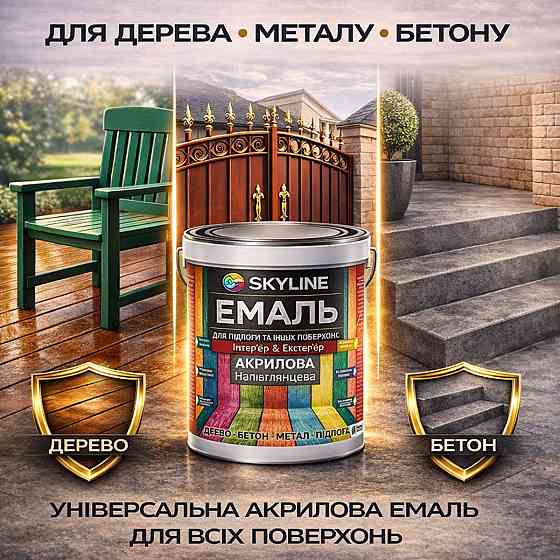Фарба для підлоги SkyLine RAL 7035 Світло-сіра, вологостійка, зносостійка, без запаху, для дерева, металу та бетону, 10 л Харків