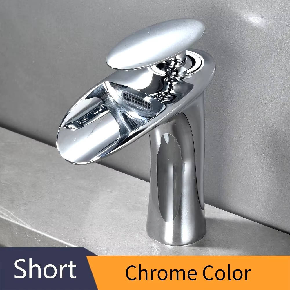 Змішувач для умивальника, раковини з латуні дизайнерський, одноважільний покриття хром Кам'янець-Подільський - фото 2