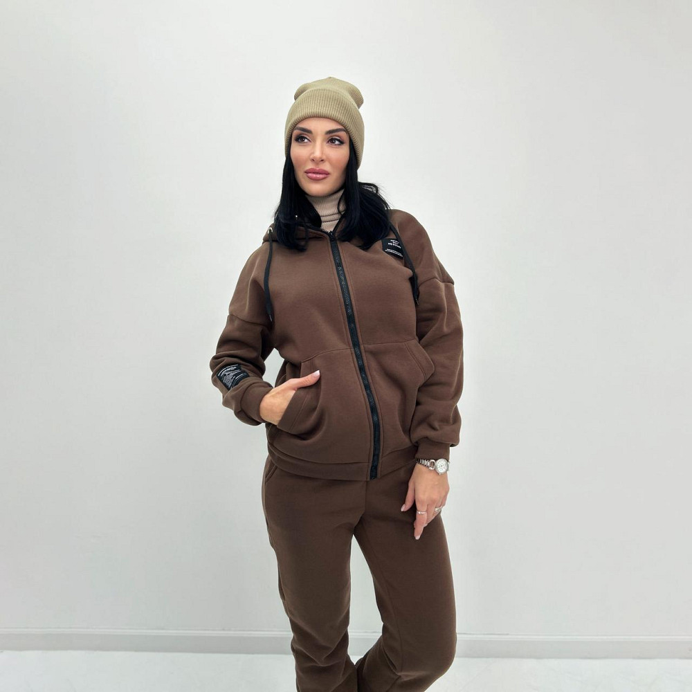 Жіночий спортивний костюм з нашивками "Walker" оптом | Батал Шоколадний, 54-56 Київ - фото 5