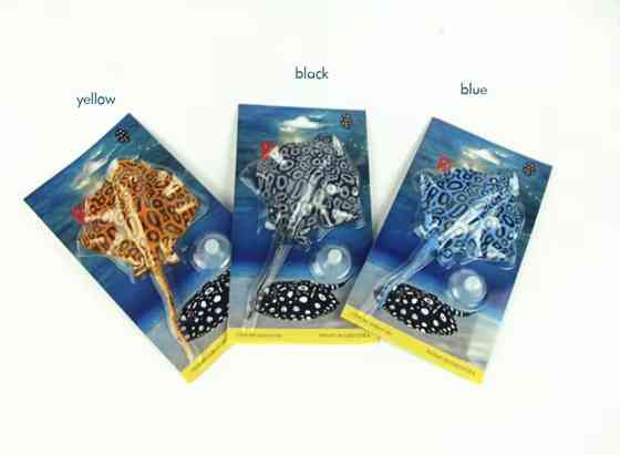 Скат искусственный для аквариума силиконовый люминесцентный светящийся декор в аквариум 16 на 9 см желтый Киев