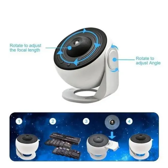 Домашний планетарий + 13 картриджей ночник проектор звездного неба галактика с сменными картриджами Белый Коломыя