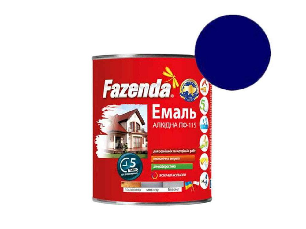 Эмаль алкидная ПФ-115 Синий 0,9кг ТМ FAZENDA Solmir Киев - изображение 1