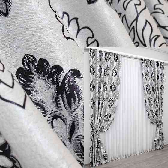 Комплект готових штор VR-Textil Блекаут-софт Корона № 1273ш(Б) Сірий з чорним 150х275 см 2шт (33-0112) Київ