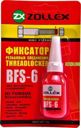 Фиксатор резьбы Zollex Threadlocker красный для неразборных соединений BFS-6 10г Полтава