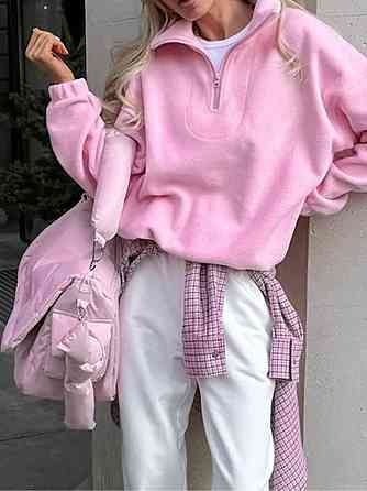 Жіноча тепла оверсайз кофта з блискавкою фліс двосторонній Одеса