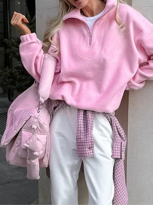 Женская теплая оверсайз кофта с молнией флис двусторонний Одесса - изображение 1