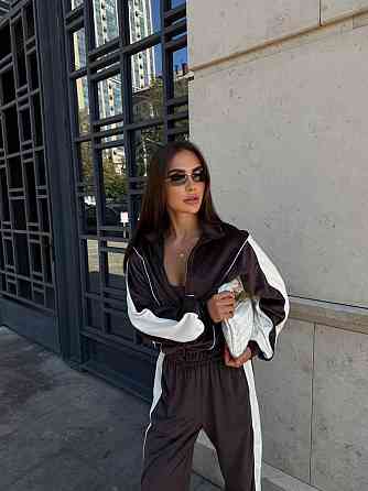 Жіночий повсякденний стильний костюм з кантиком із велюру Шоколад, 48/52 Одеса
