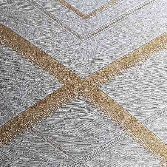 Шпалери метрові вінілові на флізелін 24 Carati Cristiana Masi геометрія смуги золотом на бежевому 3д Київ