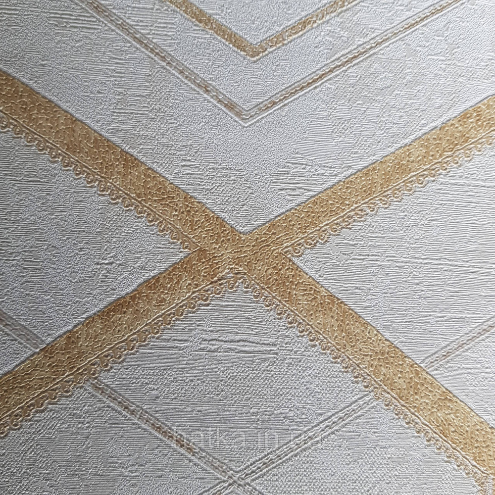 Шпалери метрові вінілові на флізелін 24 Carati Cristiana Masi геометрія смуги золотом на бежевому 3д Київ - фото 3