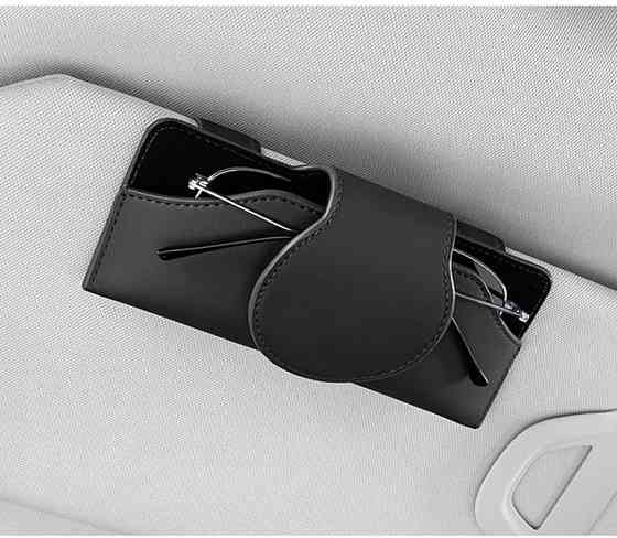 Крепление в виде футляра магнитное для солнцезащитных очков за козырек в авто экокожа black Винница