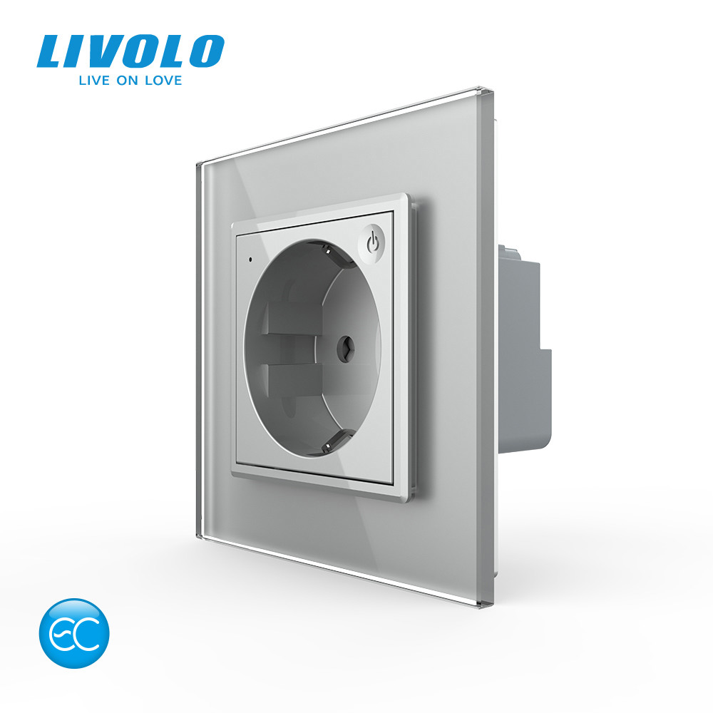 LIVOLO Розумна розетка EC з заземленням Livolo сірий (VL-M7FCTC16AZ2-2IP) Коломия - фото 1