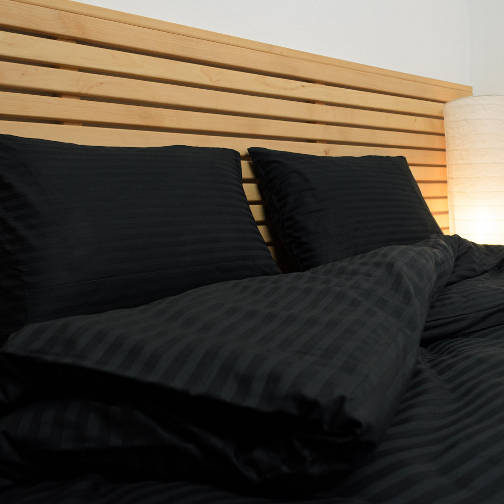 Постільна білизна Сімейна Страйп Сатин комплект 125 г/м2 YouStar (Чорний) 2 х 50х70 Суми - фото 5