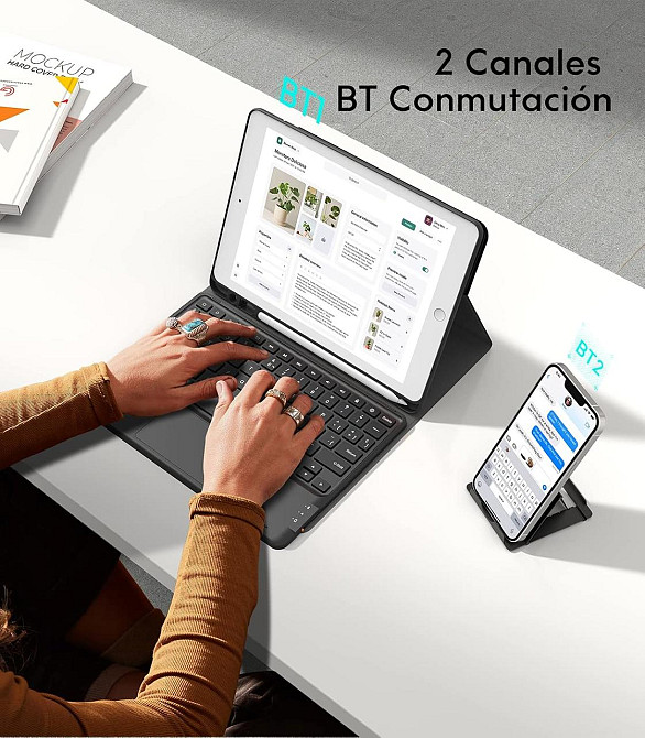 Чохол з Bluetooth клавіатурою для iPad 10.2" 9, 8, 7 покоління, Pro 10.5", Air 3, Earto з тачпадом QWERTY, захист для планшету Київ - фото 4