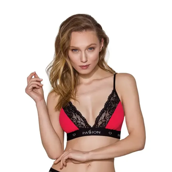 Еластичний топ з мереживом Passion PS001 TOP M, red-black Львів