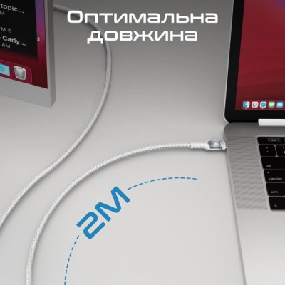 Дата кабель USB-C to USB-C lucidline-cc200.white Promate (lucidline-cc200.white) Вінниця - фото 7