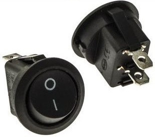 Вимикач клавішний круглий чорний без підсвічування KCD1-101 Полтава - фото 1