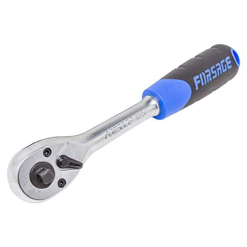 Трещотка реверсивная двухсторонняя с резиновой ручкой 1/4