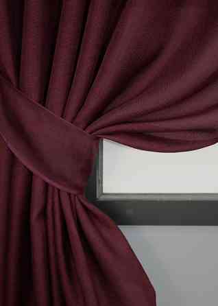 Комплект коротких штор VR-Textil Льон Мішковина № 112ш 130х170 см 2 шт Бордовий (35-0128) Київ