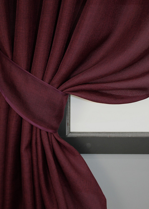 Комплект коротких штор VR-Textil Льон Мішковина № 112ш 130х170 см 2 шт Бордовий (35-0128) Київ - фото 3